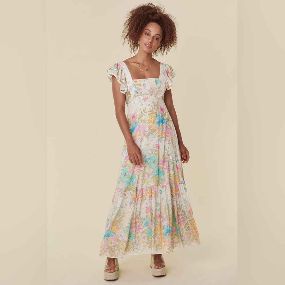SPELL Lei Lei Frill Gown in Cream Floral - Picture 2 of 16